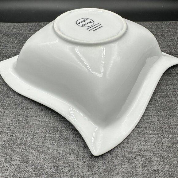 SIMPLE DINING Square Wavy Serving Bowl White Porcelain New Wave Modern Style 7.5 - Picture 6 of 12